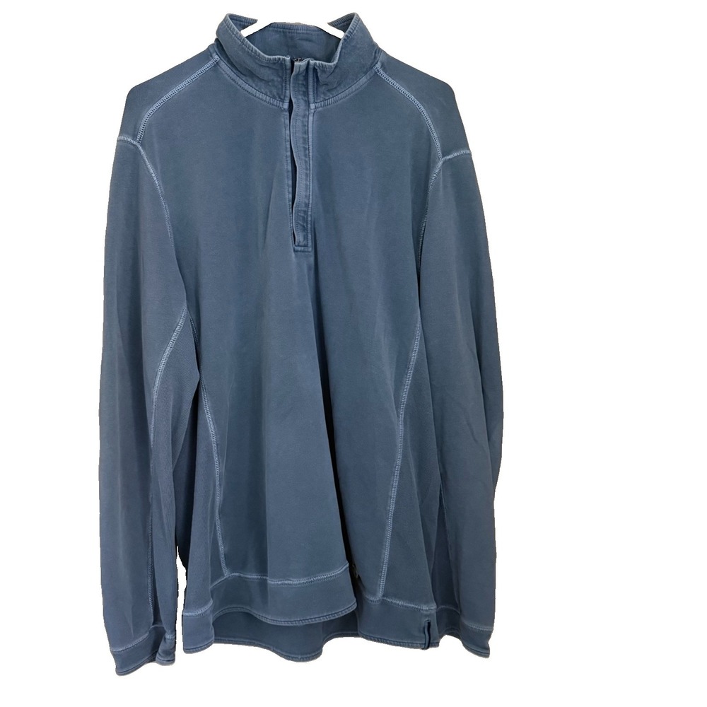 Tommy Bahama Island Crafted 1/4 Zip Pullover Sweatshirt L Mock Neck Gray Outdoor